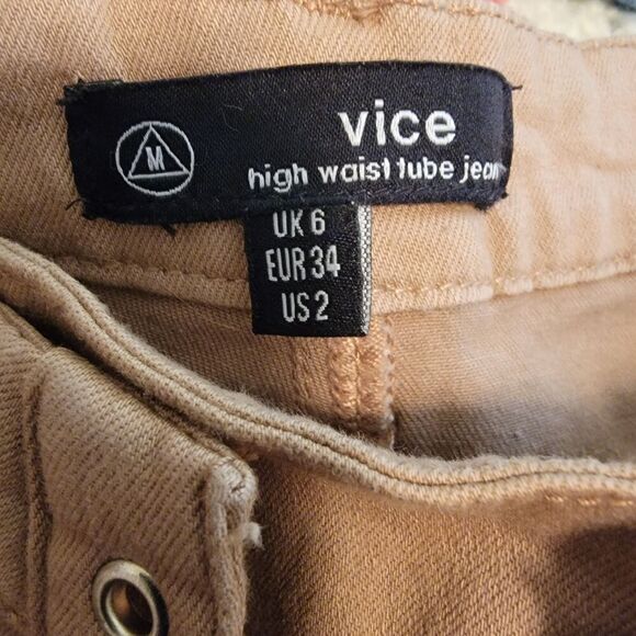 Vice High Waist Tan Tube Jeans Size 2 - Picture 5 of 5